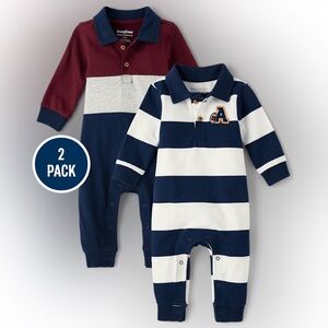 2-Pack Baby Boys Varsity Long Sleeve Romper